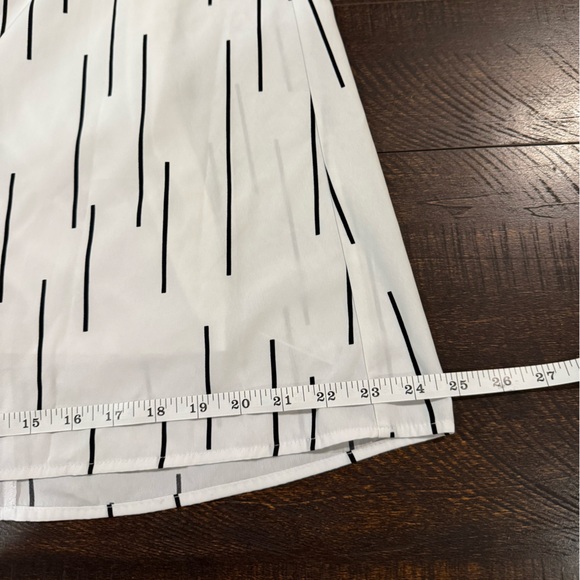 Alfani White Black Abstract Stripe Sleeveless Shift Dress Size 2 - Picture 9 of 11